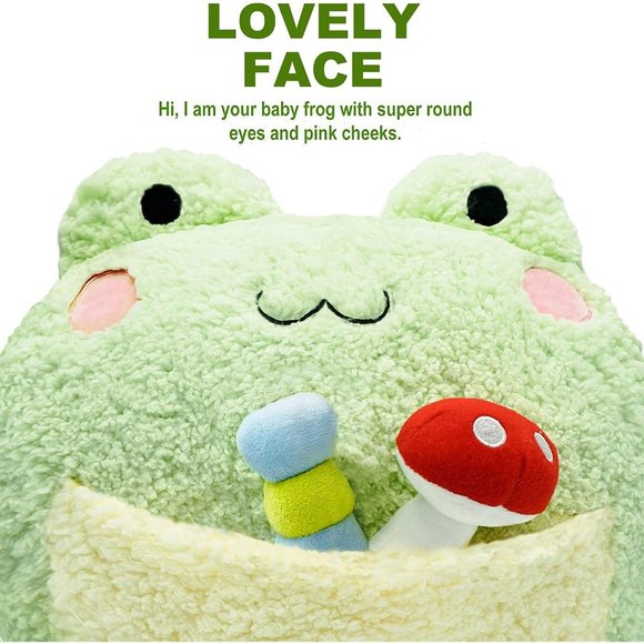 Onsoyours F Stuffed Animal Frog Plush Pillow for Kids (Green Frog B) - Picture 2 of 6